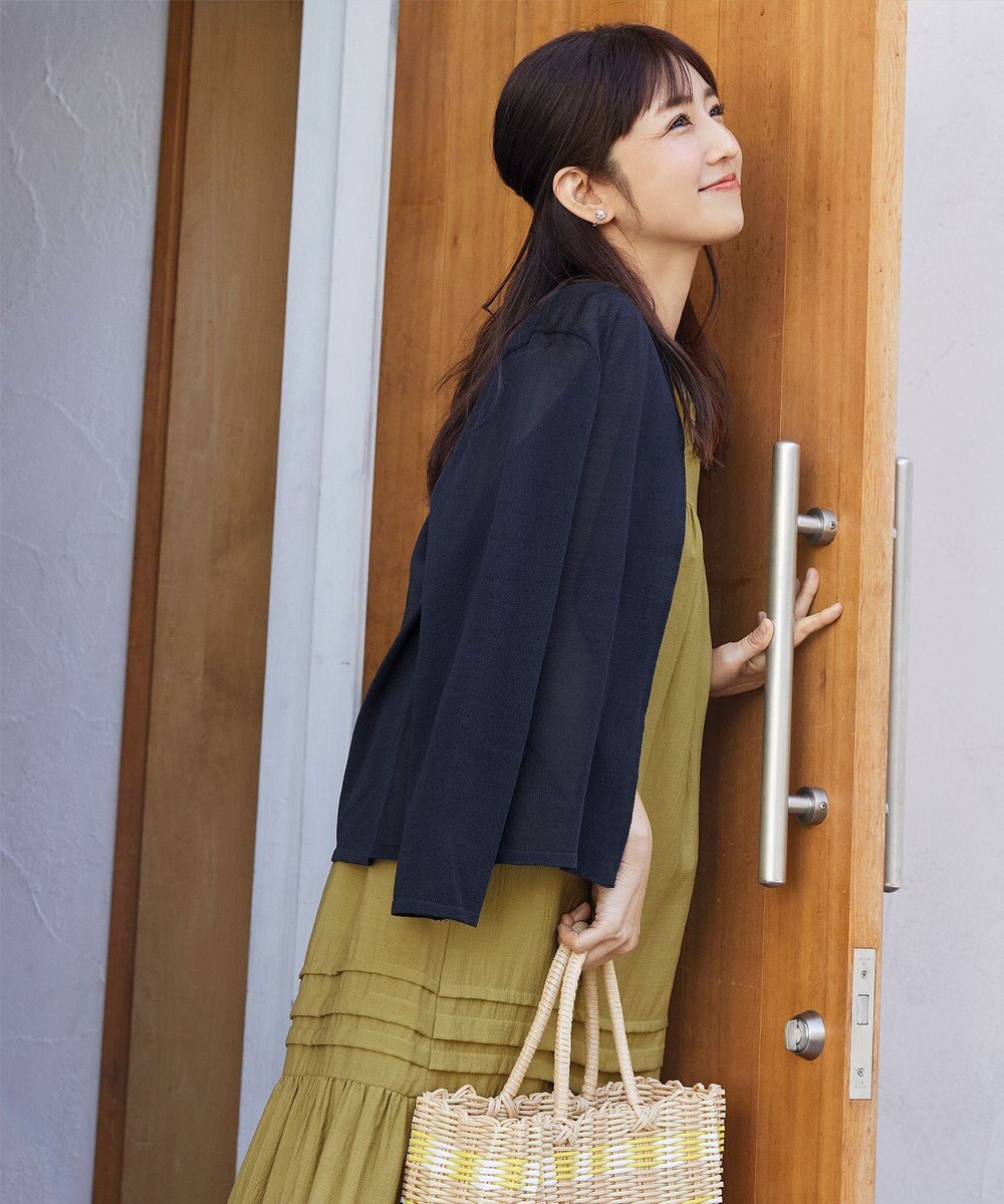 Tiaclasse 【小倉優子さん着用・洗える・XSサイズ】麻調ピンタックロングワンピース 