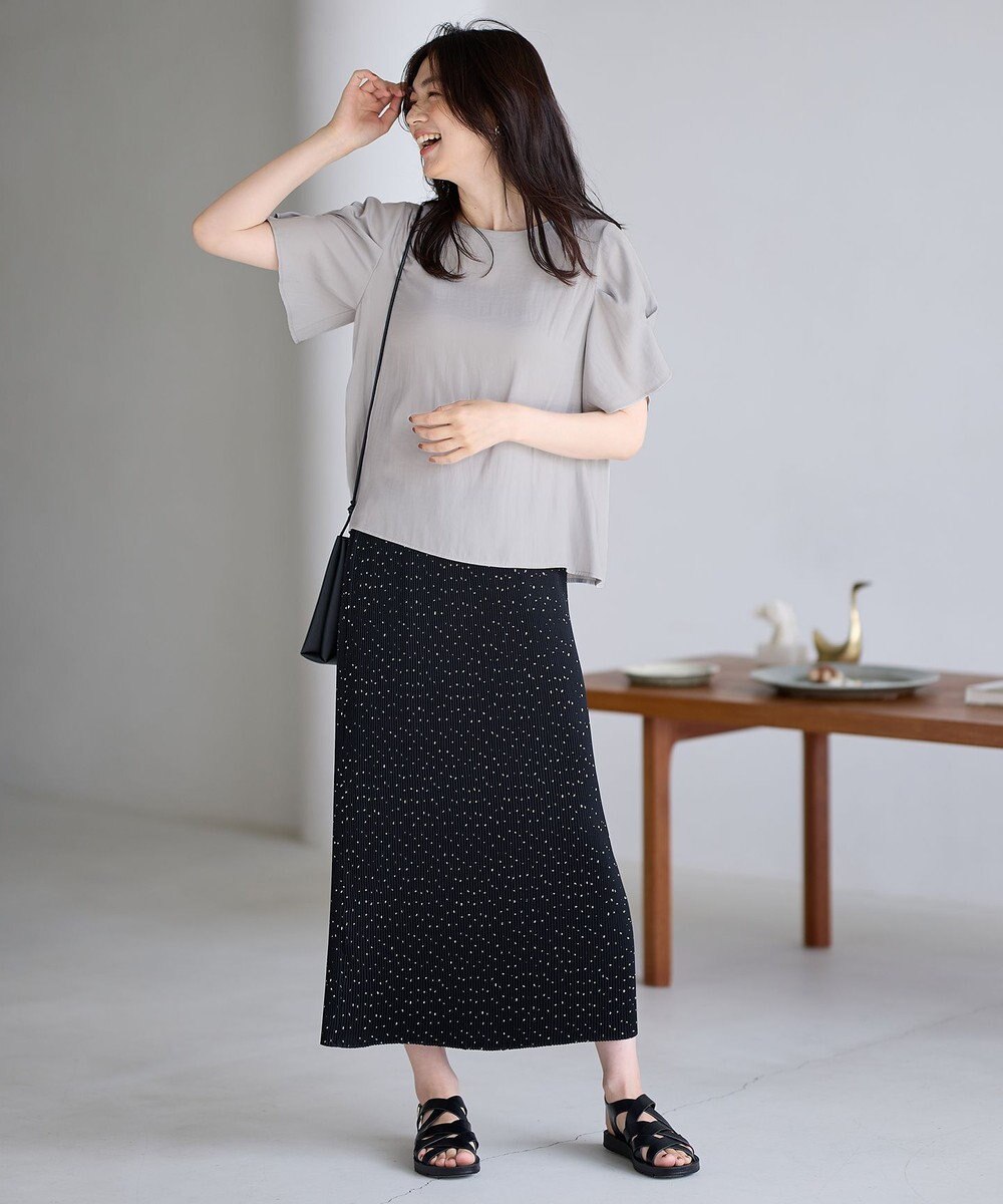 ANY L 【ウエストゴム】プリーツアイラインスカート 