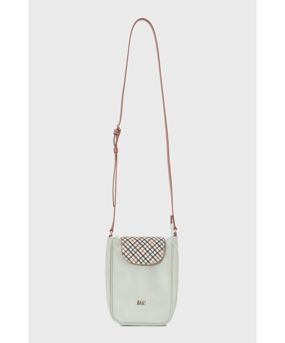 DAKS ナイロン×牛革 ハウスチェック 縦型ショルダーバッグ 