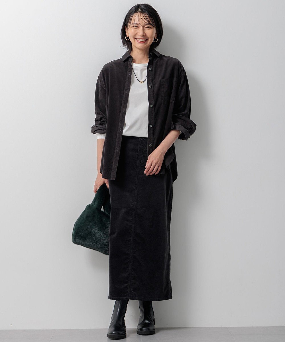 23区 【洗える】23区DENIM ベルベットストレッチ Aライン スカート 