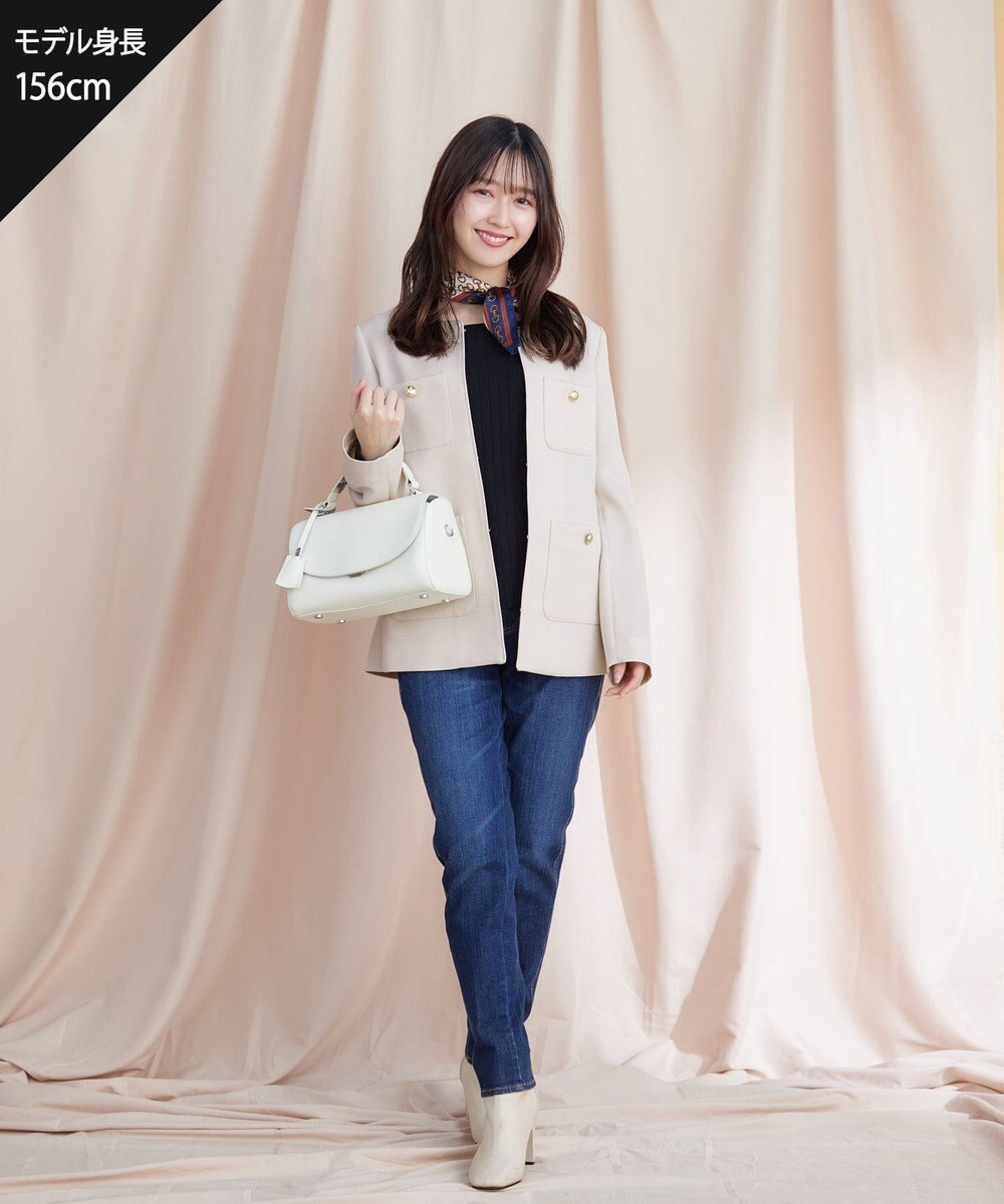 Tiaclasse 【洗える】スクエアネックリブ編みニットトップス 