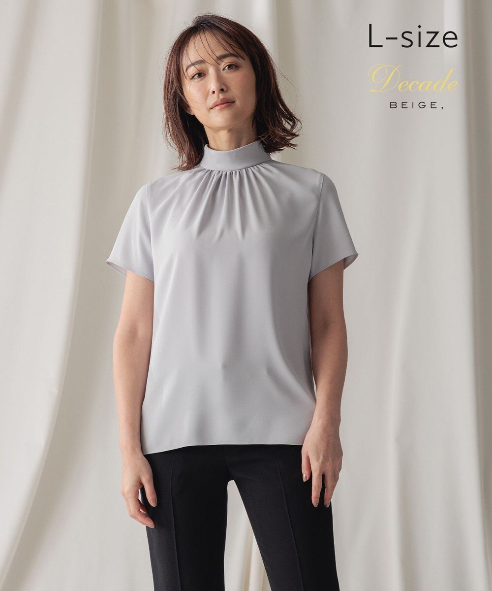 BEIGE， 【L-size】EVA / ハイネックハーフスリーブブラウス 