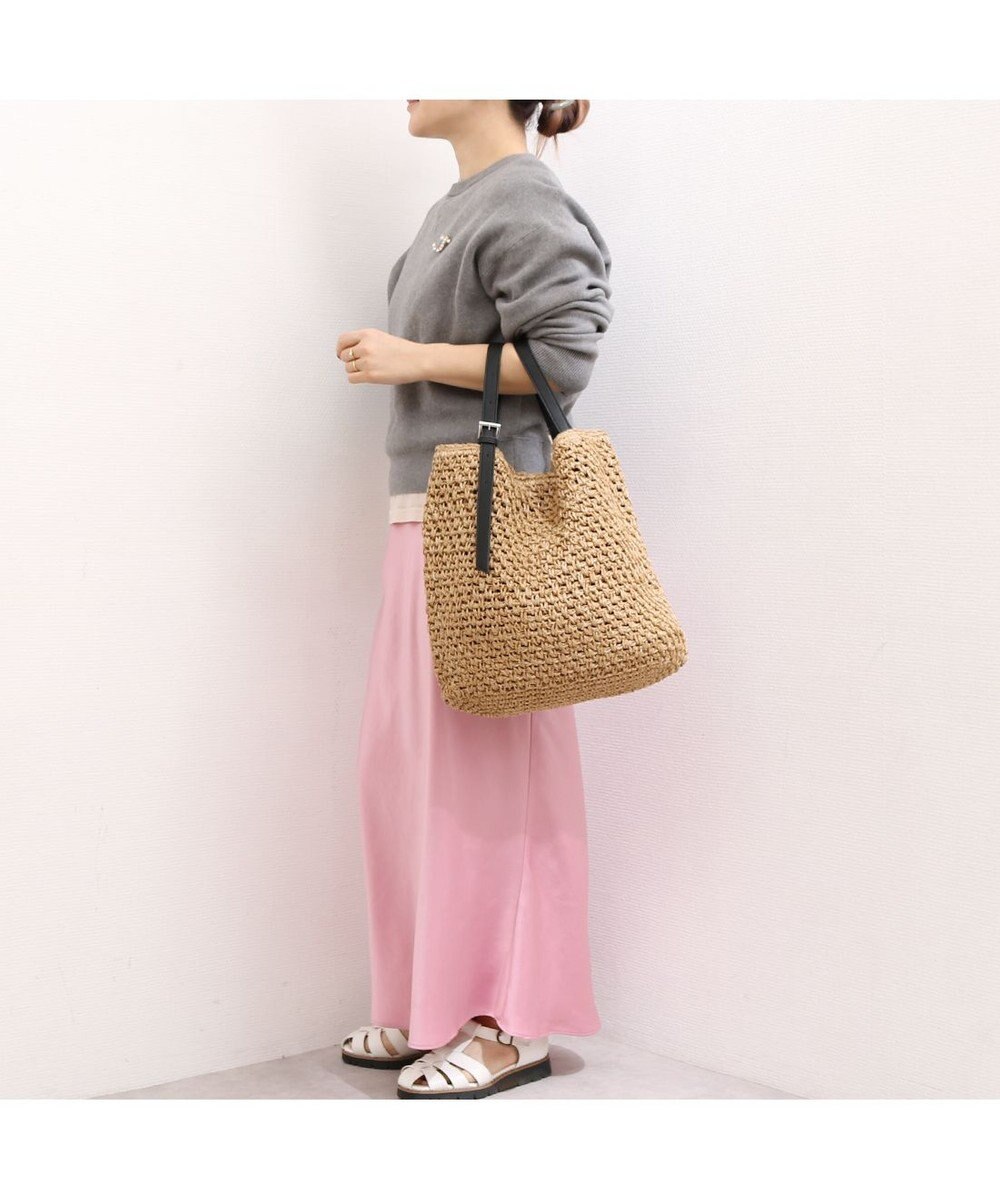 UNBILLION カシュカシュ cachecache / ベルトハンドル地柄編みトート カゴバッグ 
