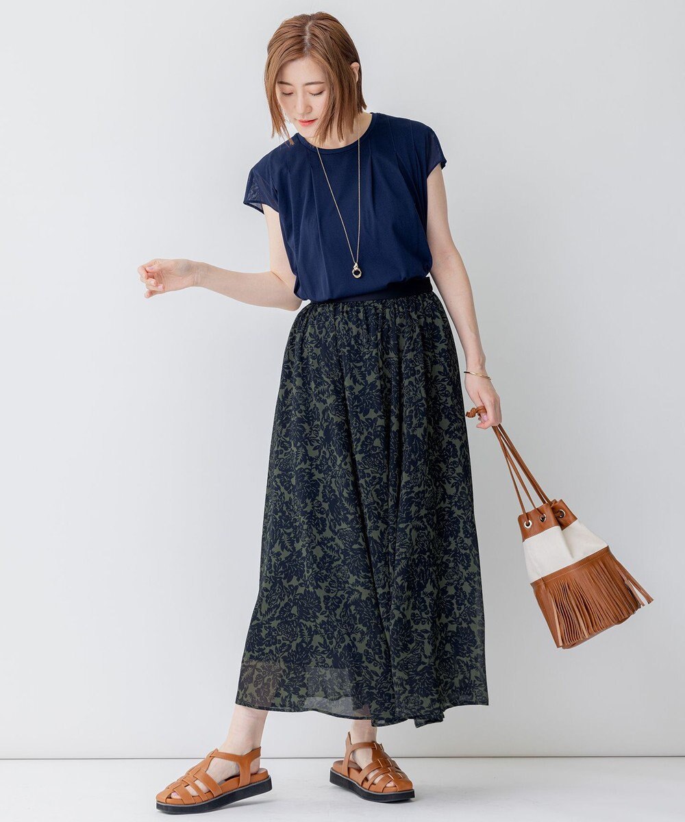 23区 【洗える】チュールコンビジャージー シアー カットソー 