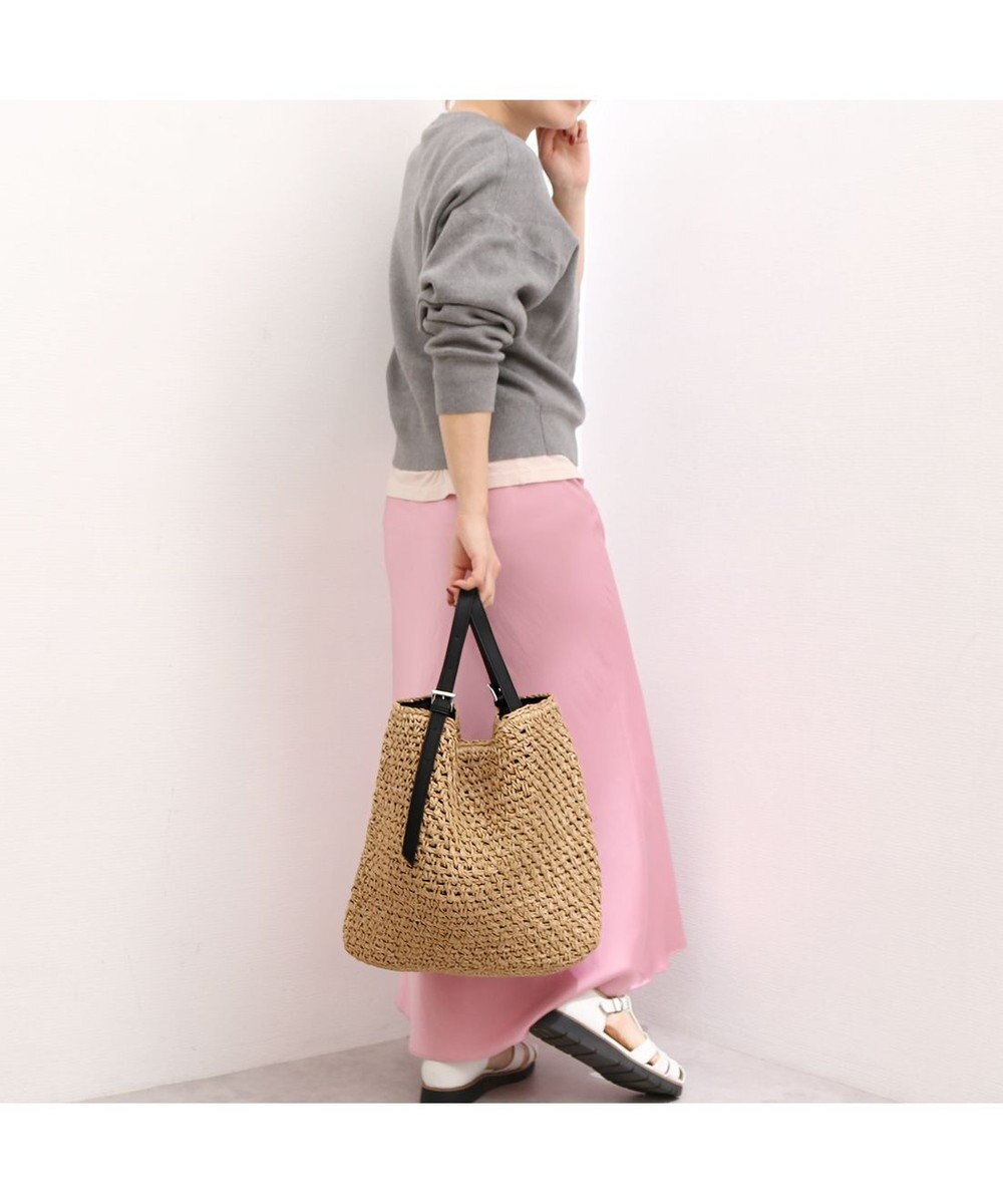 UNBILLION カシュカシュ cachecache / ベルトハンドル地柄編みトート カゴバッグ 
