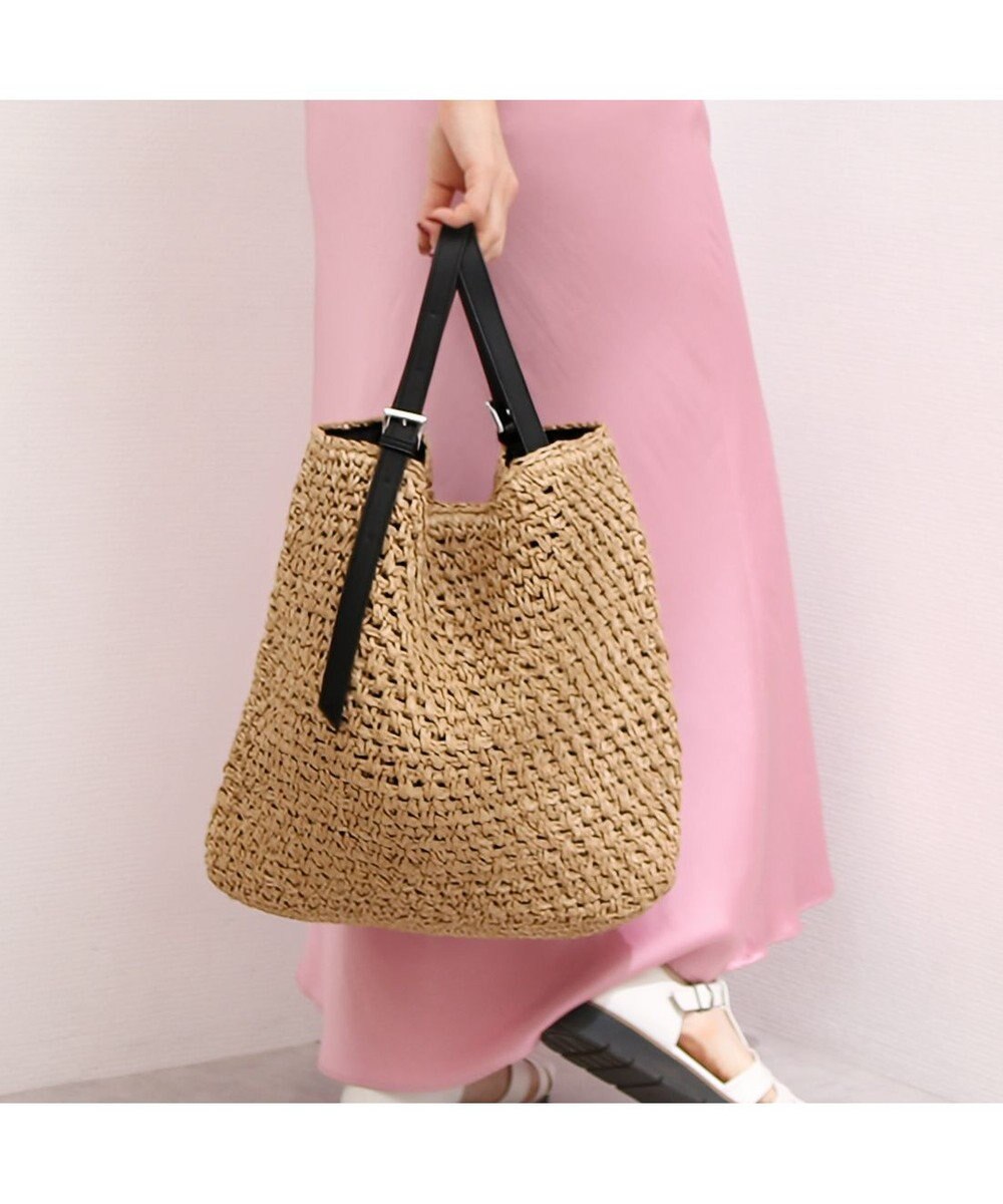 UNBILLION カシュカシュ cachecache / ベルトハンドル地柄編みトート カゴバッグ 