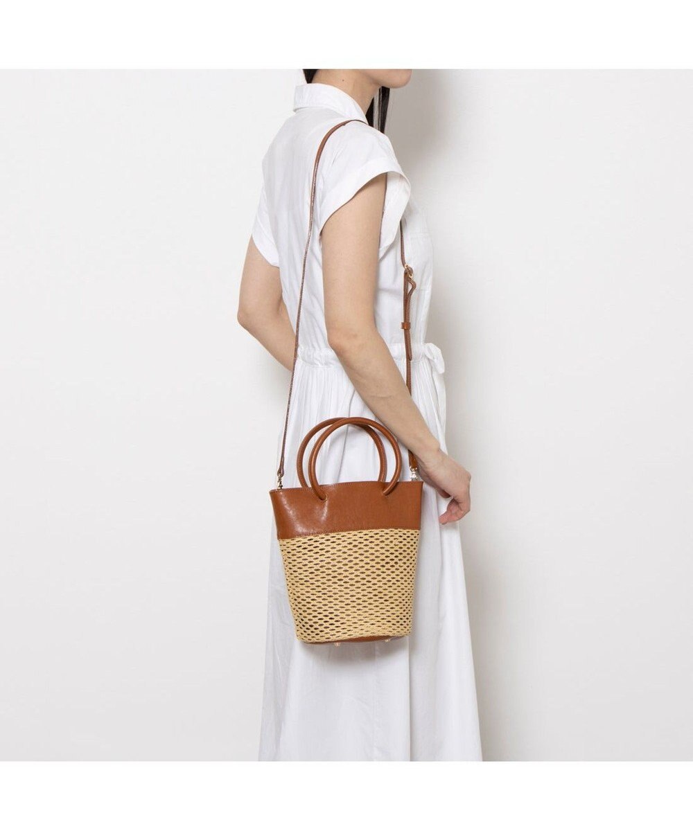 UNBILLION ペルケ perche / エステルメッシュ・牛革丸手2wayバケツバッグ 