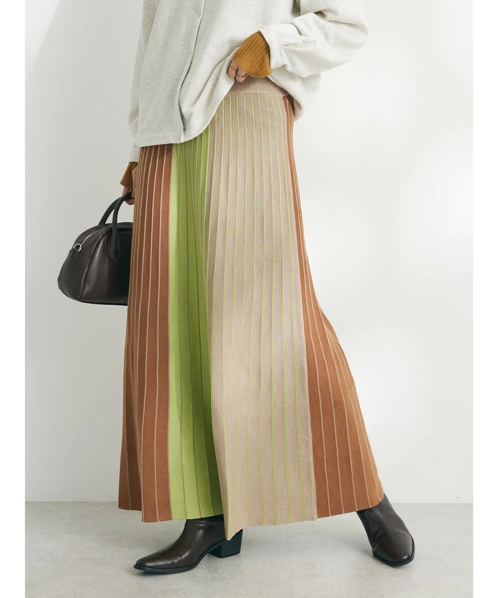 CRAFT STANDARD BOUTIQUE マルチストライプバイカラーニットスカート 