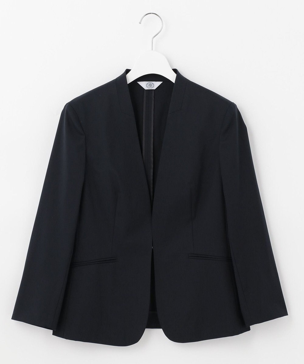 J.PRESS LADIES 【洗える・撥水・防汚】コットンFITTYシャーク ノーカラー ジャケット 