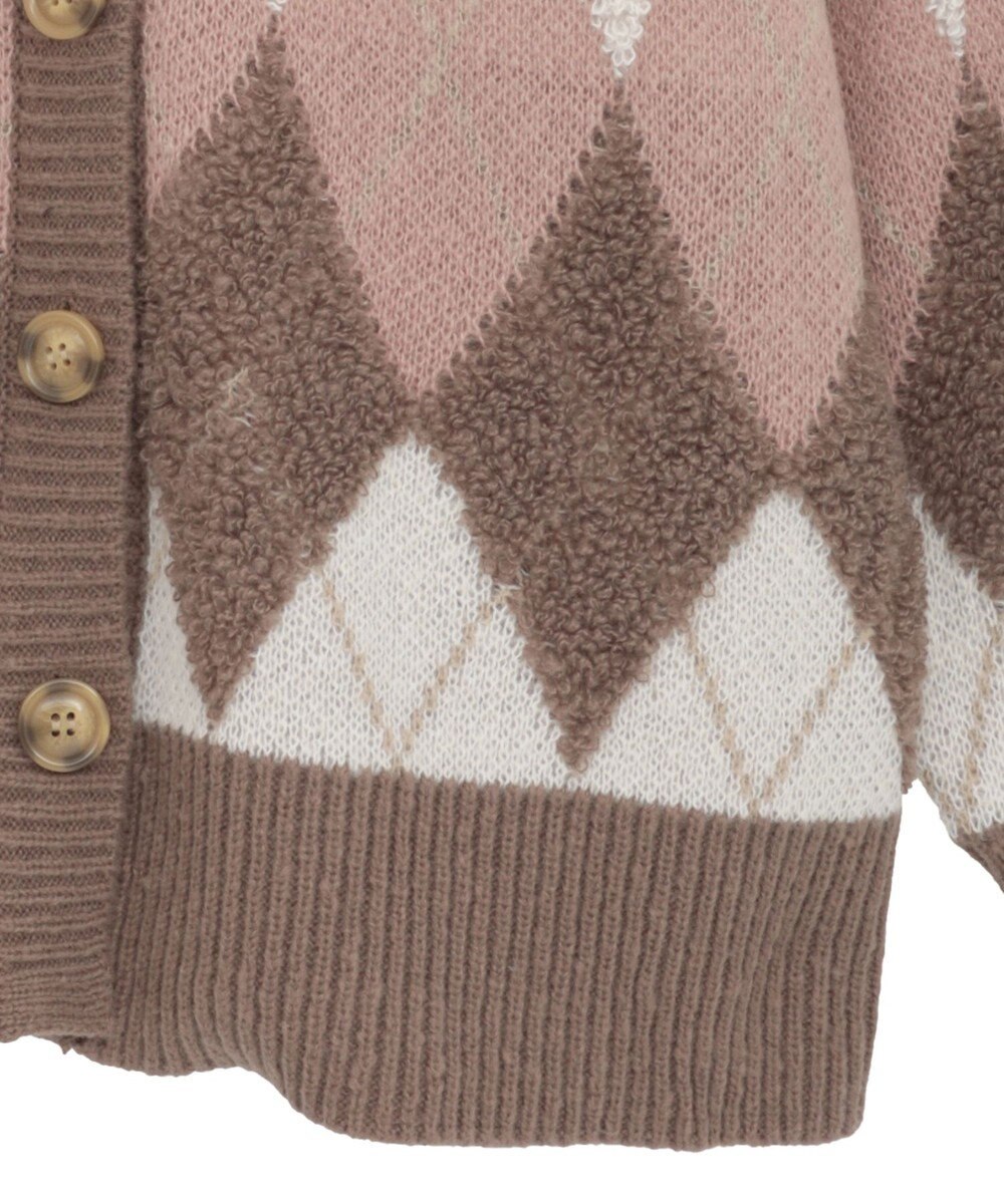 earth music&ecology ループ編みアーガイルカーディガン 