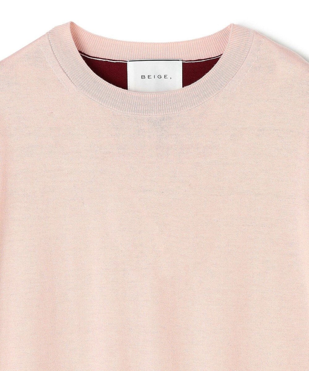 BEIGE， CHLOR / ウールシルク配色クルーネックニット 