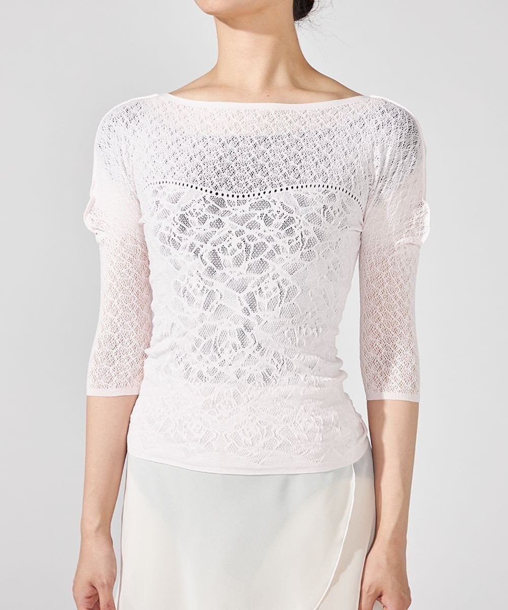 Chacott キシリトールボートネックニットトップ 