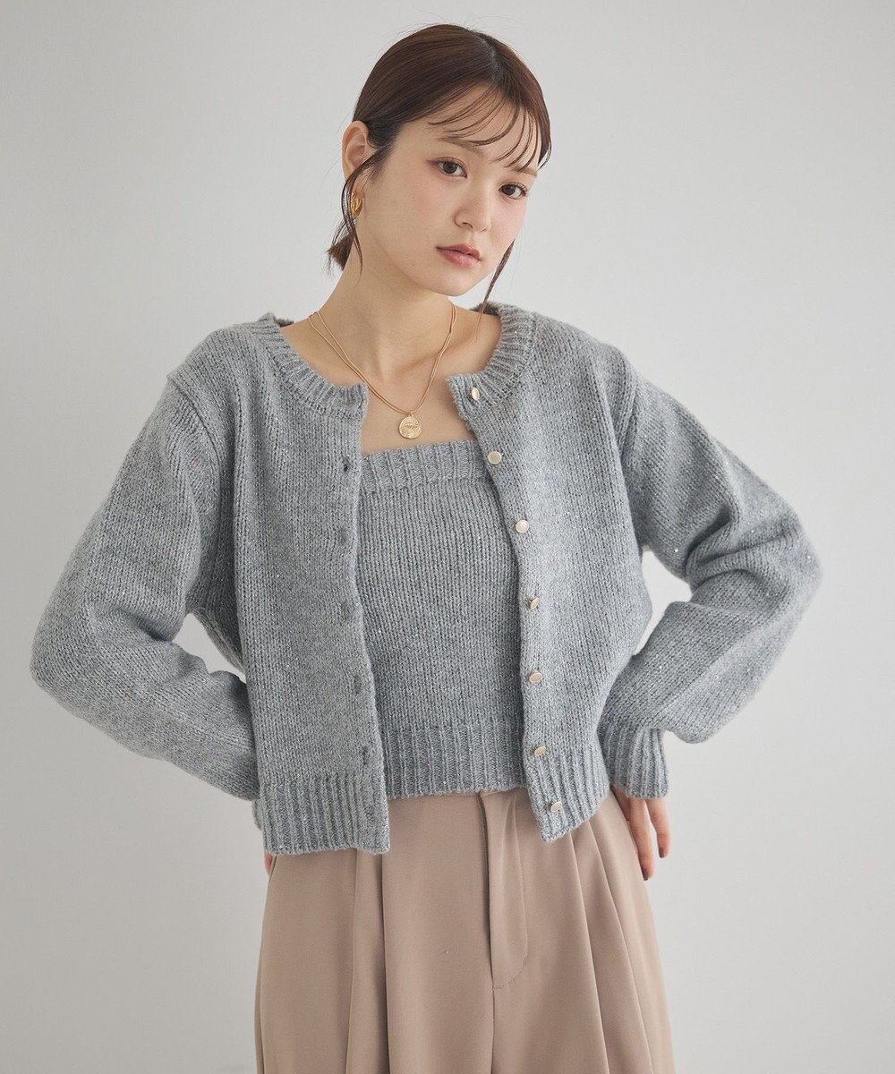 earth music&ecology 【セット2点】SET2点フラワースパンコールカーデ＋ビスチェ 