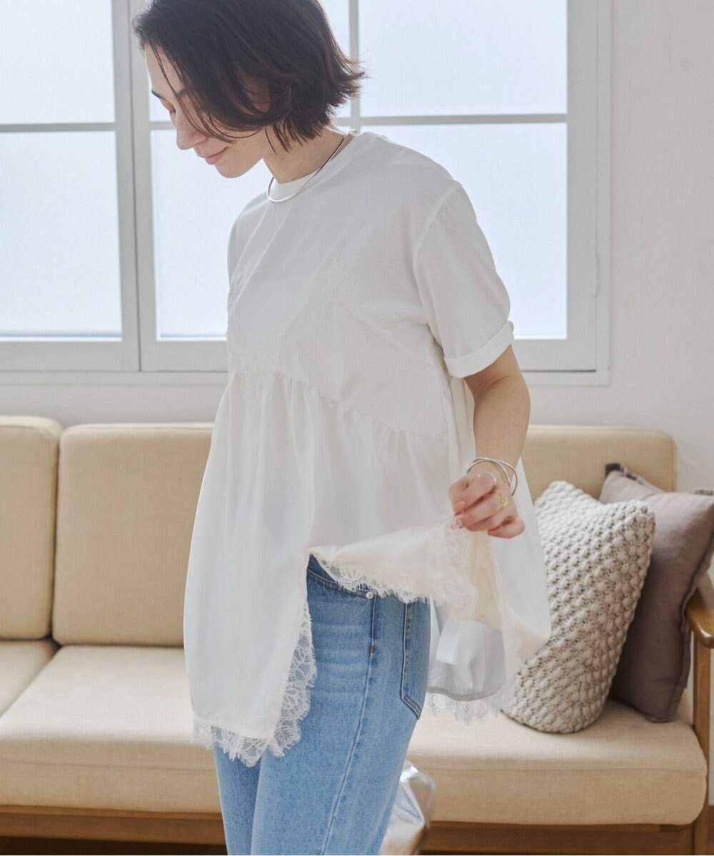 WEGO 【ANGIE VINTAGE】サテンレースドッキングレイヤードトップス 
