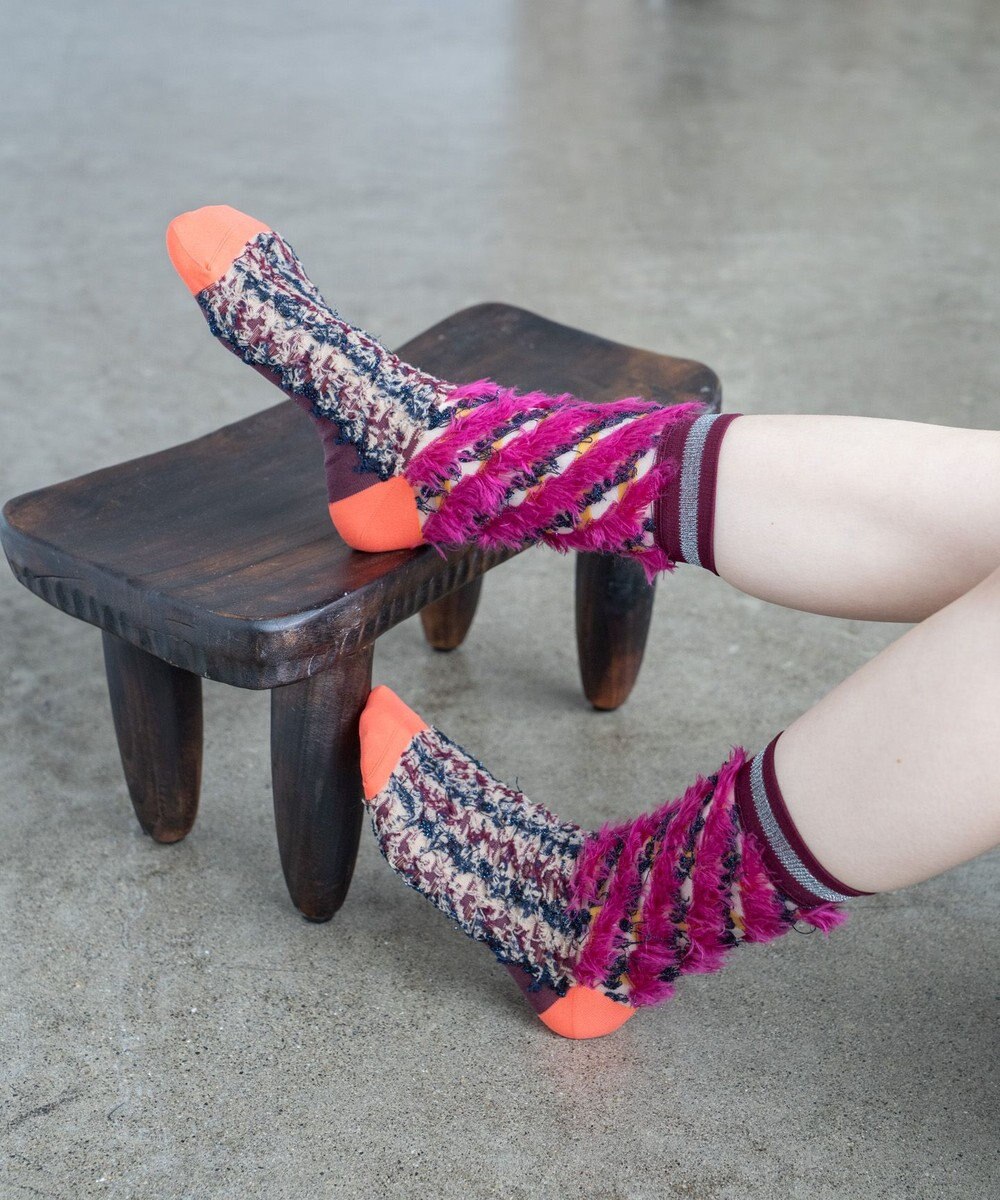 COQ LESSER TALE ラメリバーシブルファーソックス 