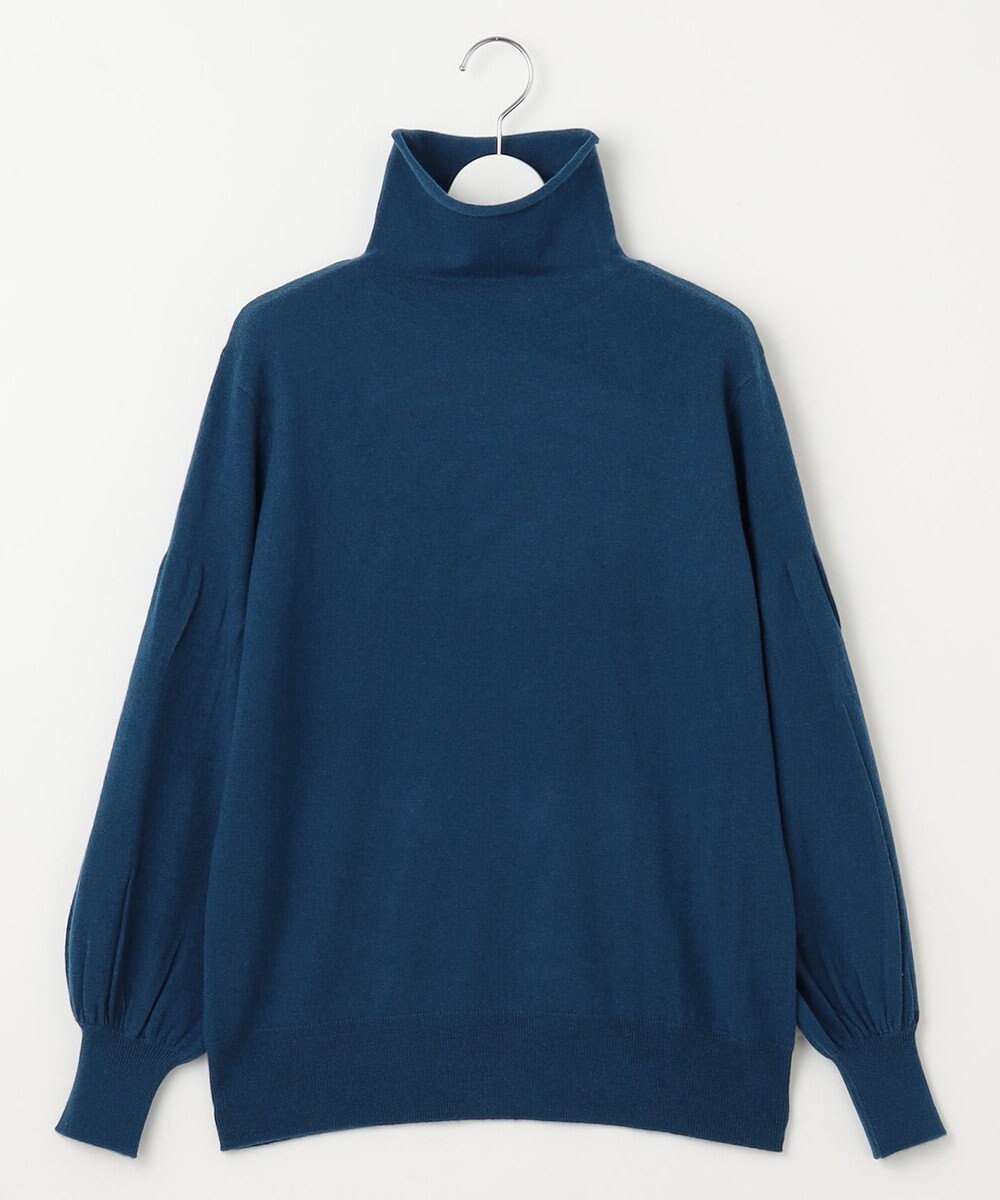 自由区 【洗える】ソフトウールハイゲージパフスリーブハイネック ニット 