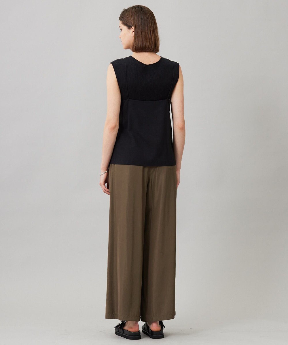 ICB L 【接触冷感・UVケア・速乾・洗える】シルクエステルタフタ ワイドパンツ 