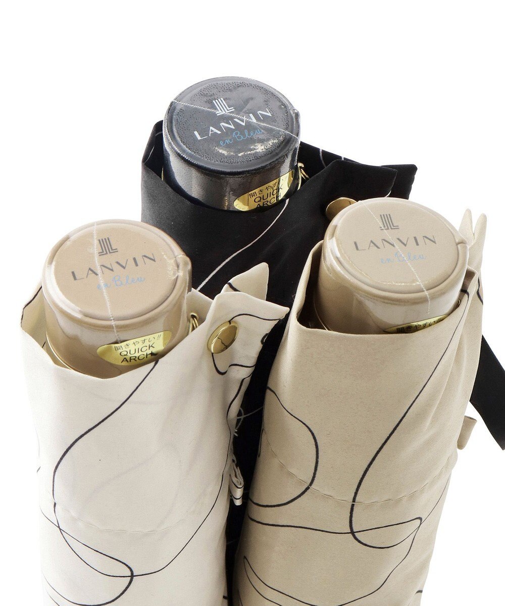 MOONBAT 【新色追加】ランバン オン ブルー 折りたたみ傘 フラワー柄サテンジャガードプリント 簡単開閉 