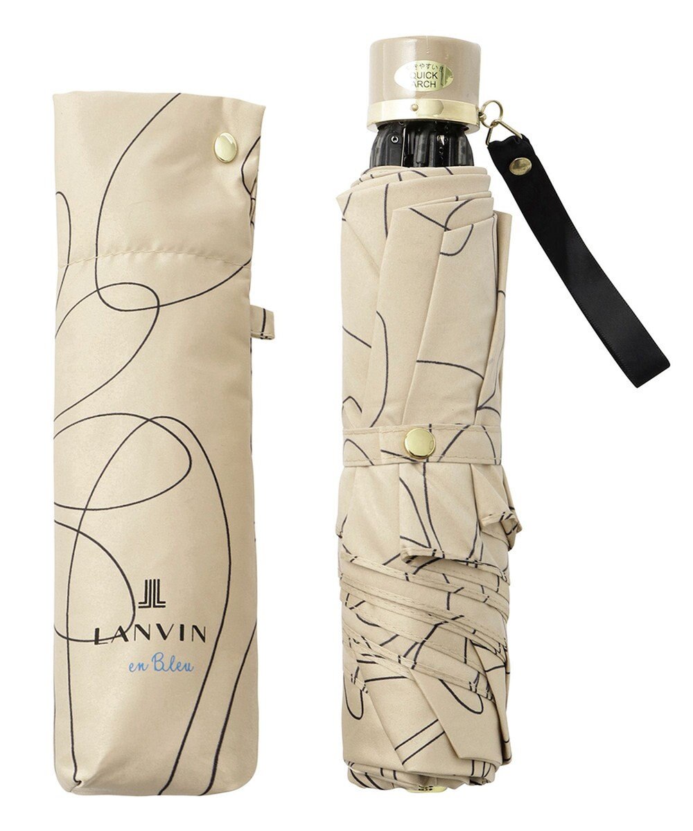 MOONBAT 【新色追加】ランバン オン ブルー 折りたたみ傘 フラワー柄サテンジャガードプリント 簡単開閉 