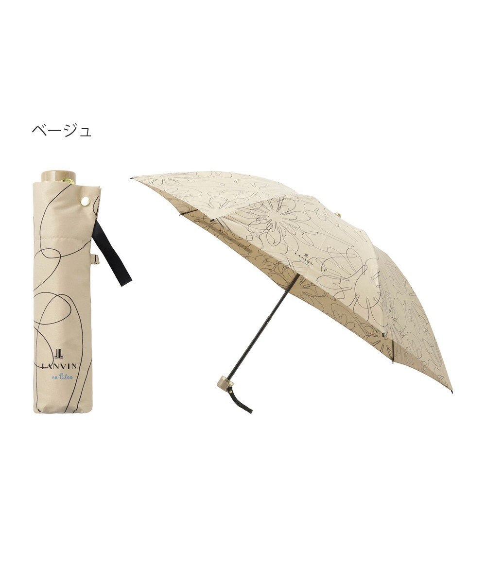 MOONBAT 【新色追加】ランバン オン ブルー 折りたたみ傘 フラワー柄サテンジャガードプリント 簡単開閉 