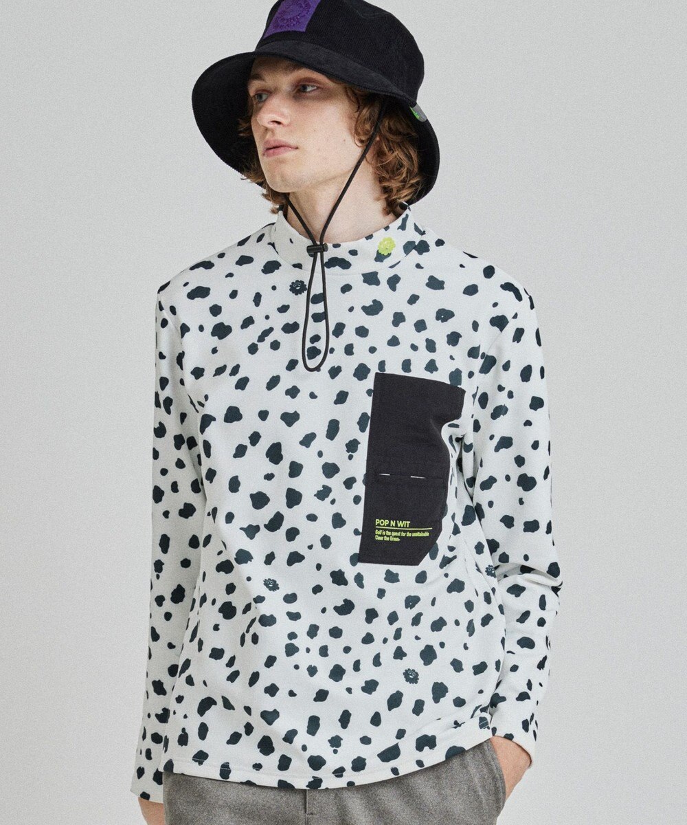PW CIRCULUS 【MEN】スノーレオパード柄裏フリースモックネックT 