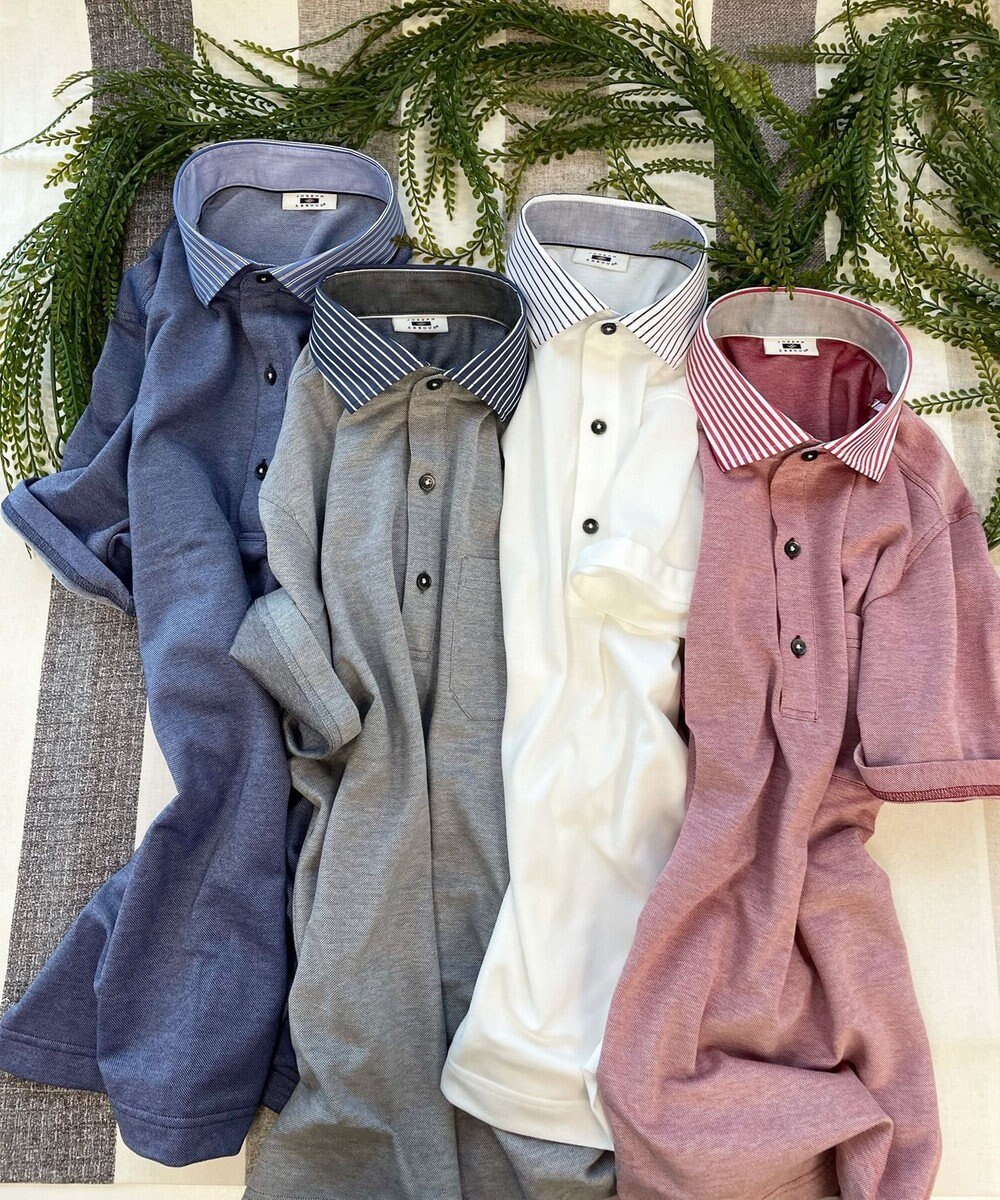 JOSEPH ABBOUD 【速乾 / お手入れ簡単】 猛暑に最適！シャンブレーポロシャツ 