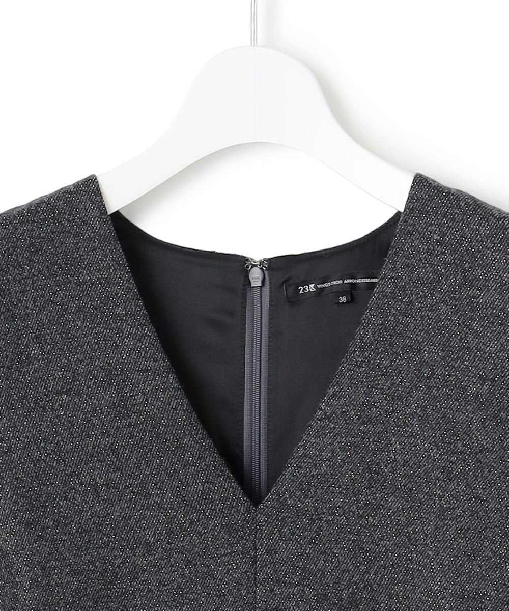 23区 S ラメミックスツイード Vネックワンピース 