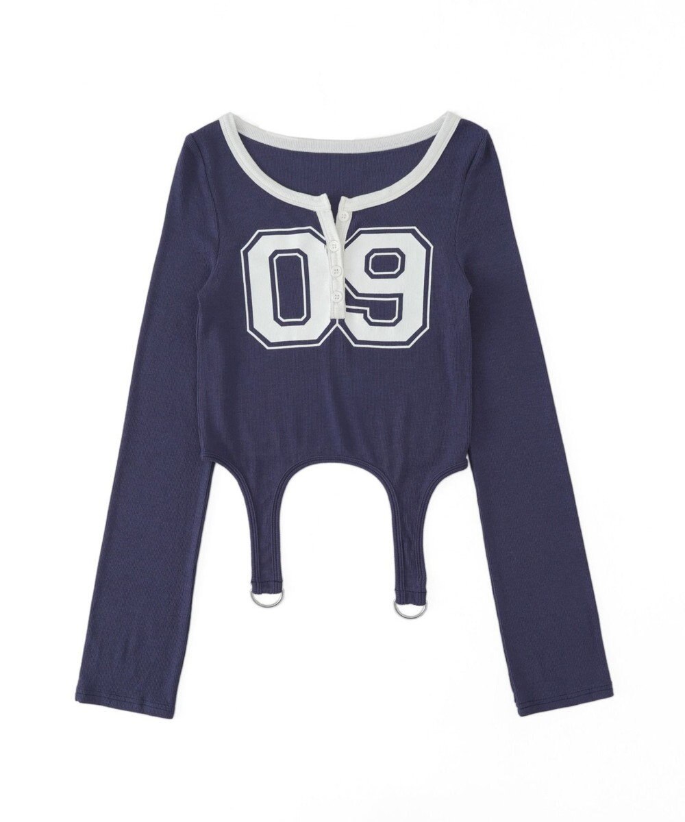 WEGO ナンバリングガーターリブトップス 