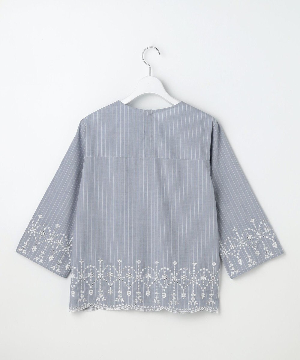 J.PRESS LADIES S ストライプ×エンブロイダリー クルーネック ブラウス 