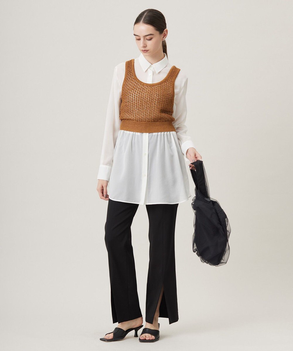 ICB L 【洗える】 PlaXシアーオーガンジー シャツ 