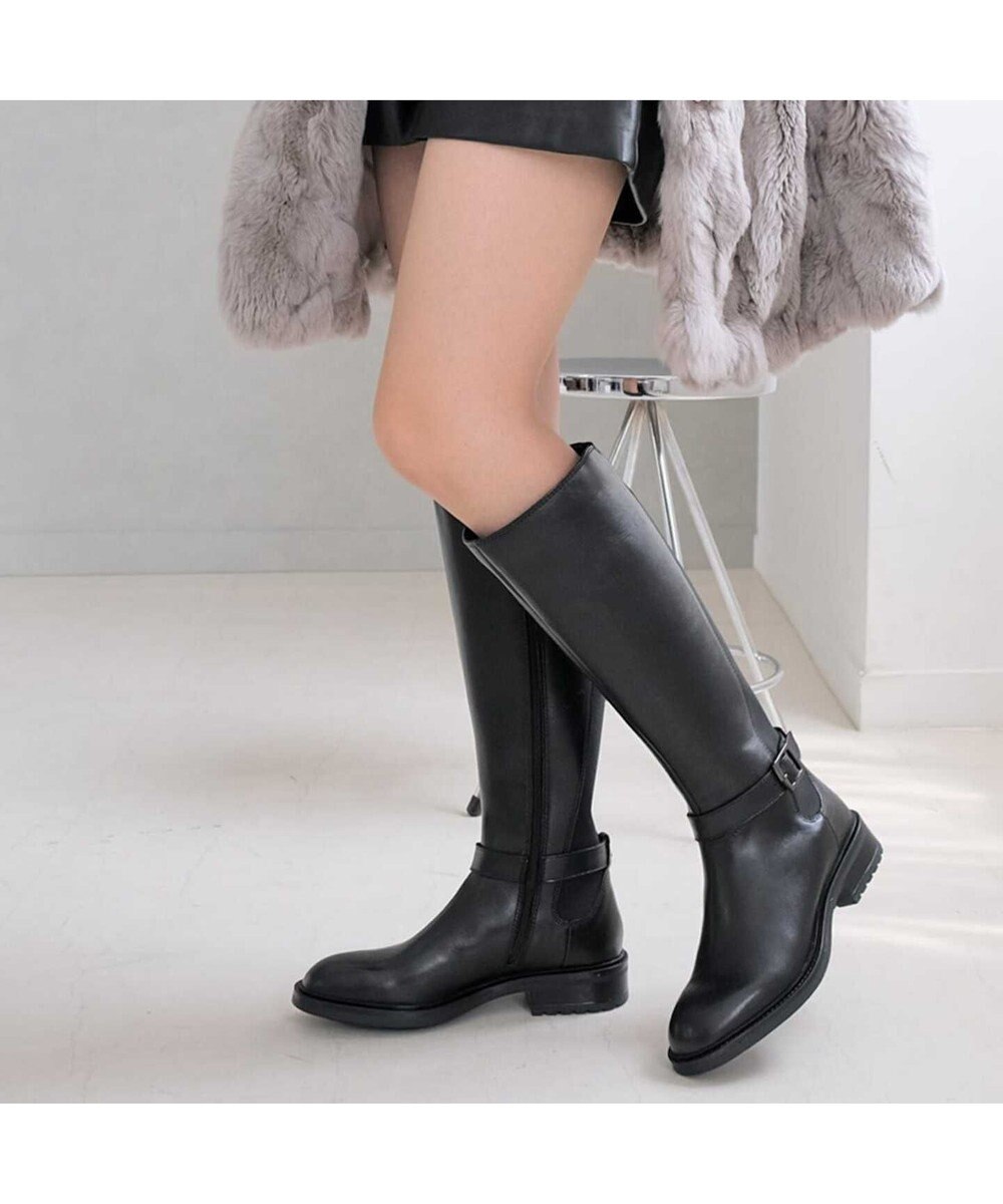 Pointer 本革ベルトデザイン 裏起毛 ロングブーツ 