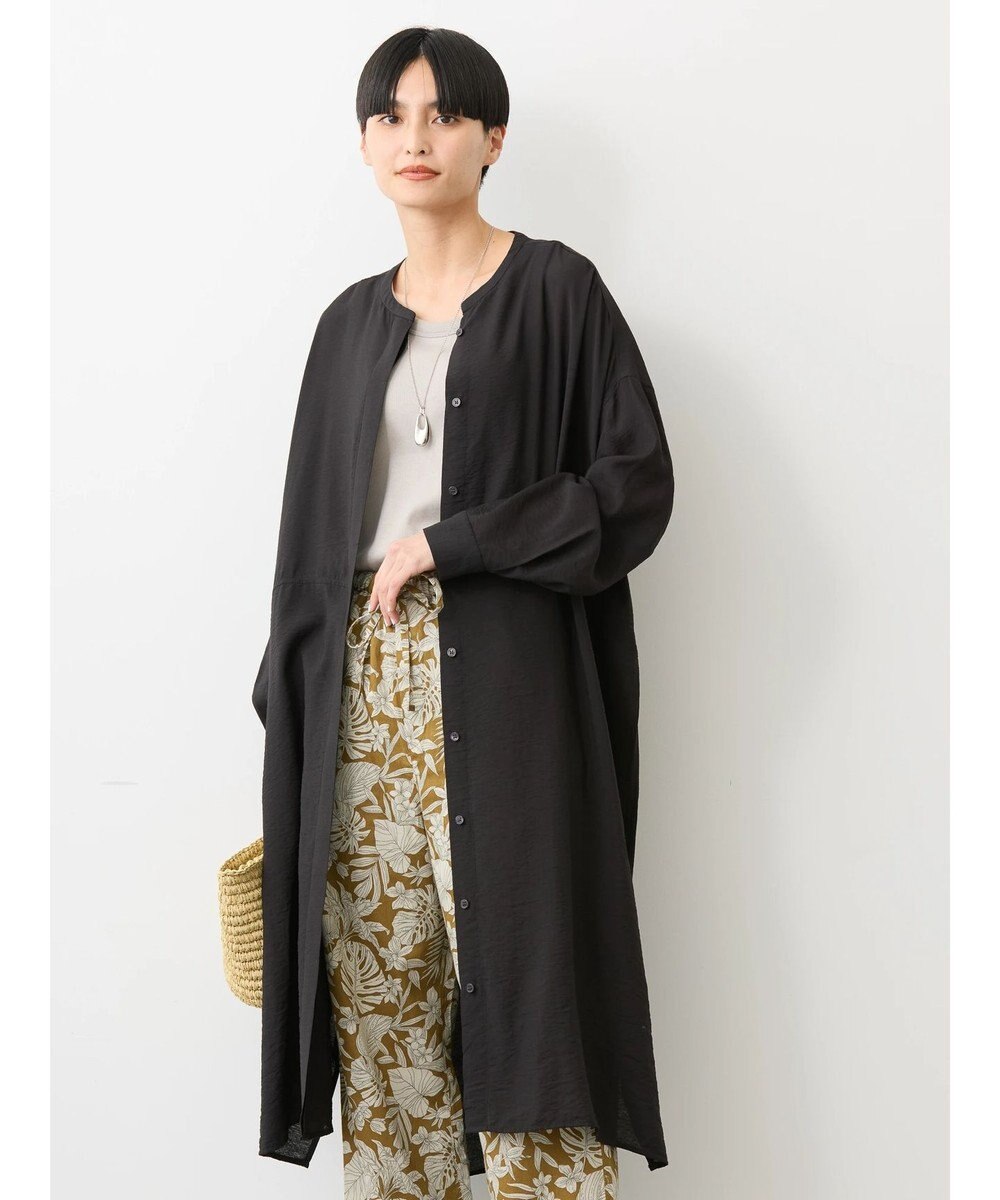 AMERICAN HOLIC 接触冷感バンドカラー切替シャツワンピース 