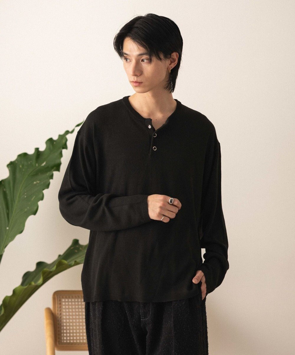 WEGO リングドットヘンリーネックプルオーバー 