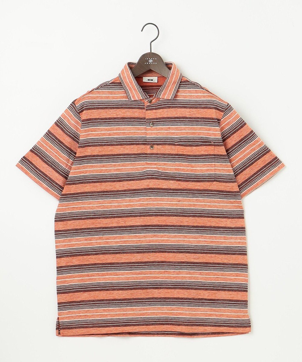 JOSEPH ABBOUD 【キングサイズ・吸水速乾】リネンマルチボーダー ポロシャツ 