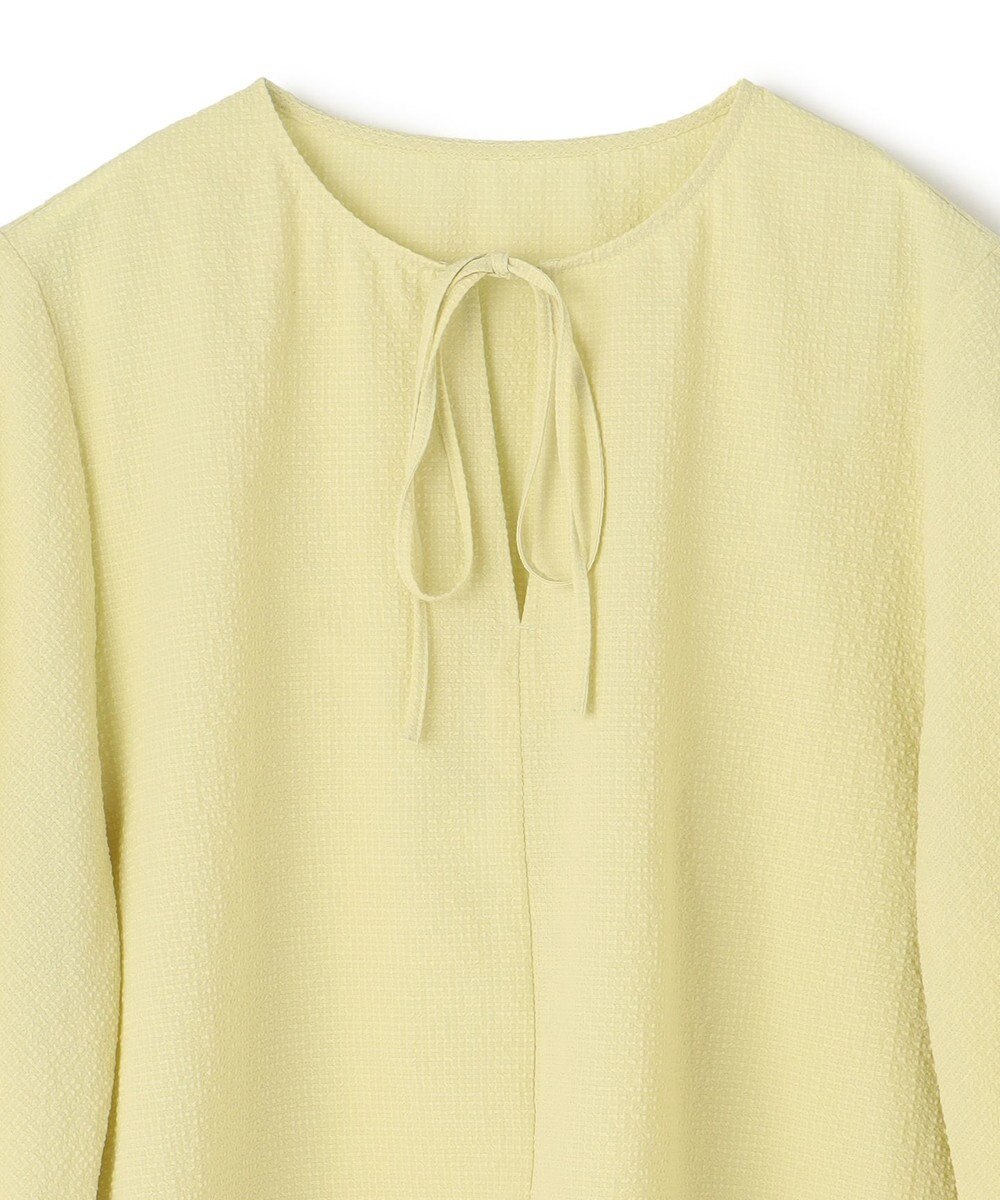 UNFILO 【洗える】シアーサッカーボリュームスリーブブラウス 