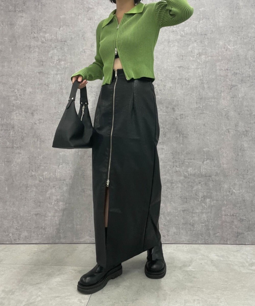 WEGO FレザーWZIPロングスカート 