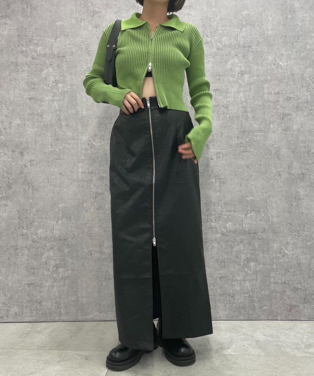 WEGO FレザーWZIPロングスカート 