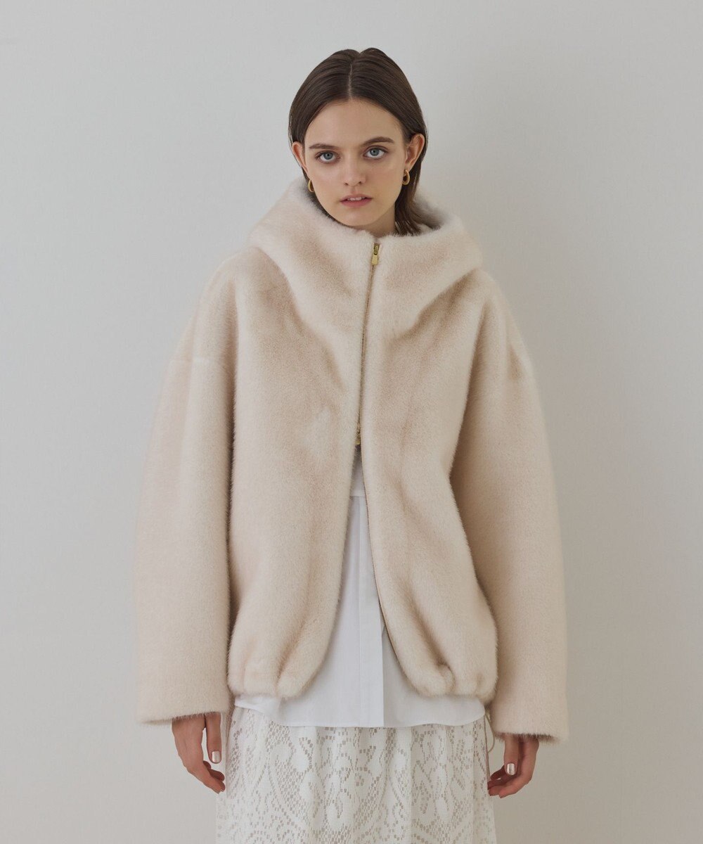 GRACE CONTINENTAL フェイクミンクフードジャケット 