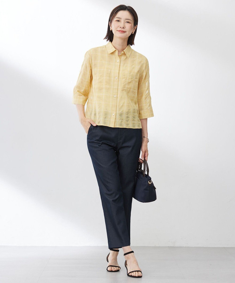 J.PRESS LADIES 【WEB限定・洗える】シャンブレーサテン テーパード パンツ 