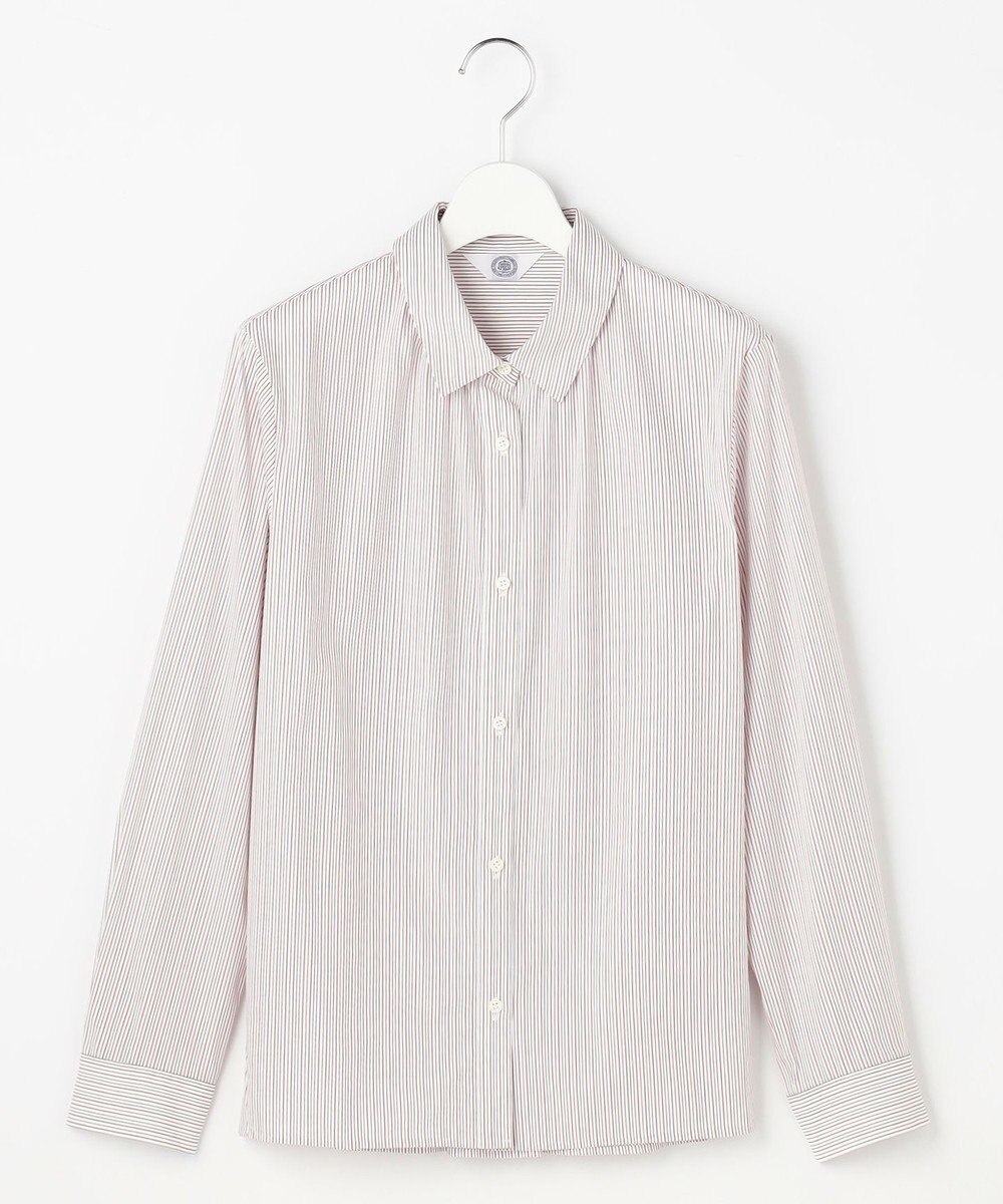 J.PRESS LADIES BEZ ドビーストライプ シャツカラー ブラウス 