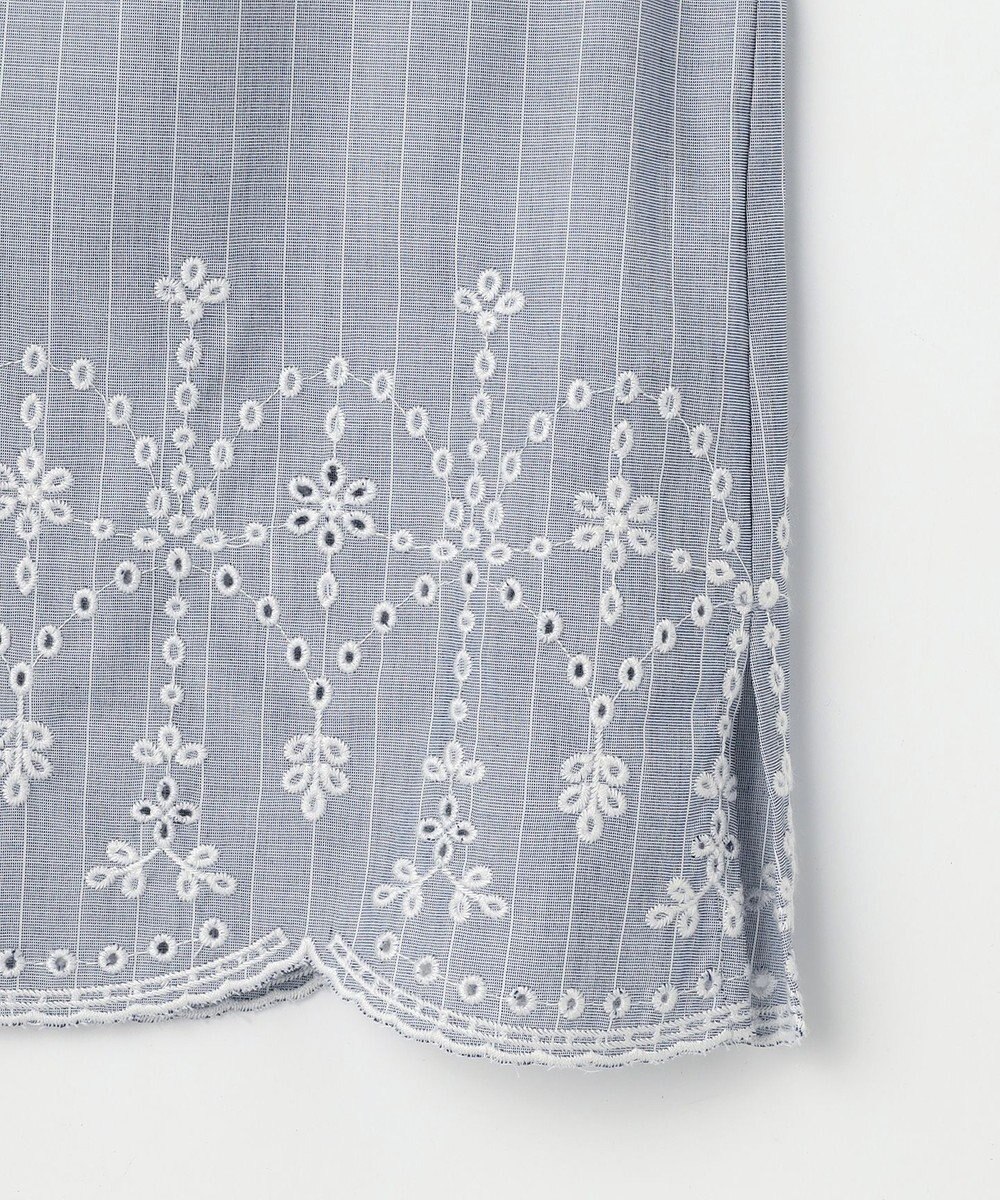 J.PRESS LADIES S ストライプ×エンブロイダリー クルーネック ブラウス 