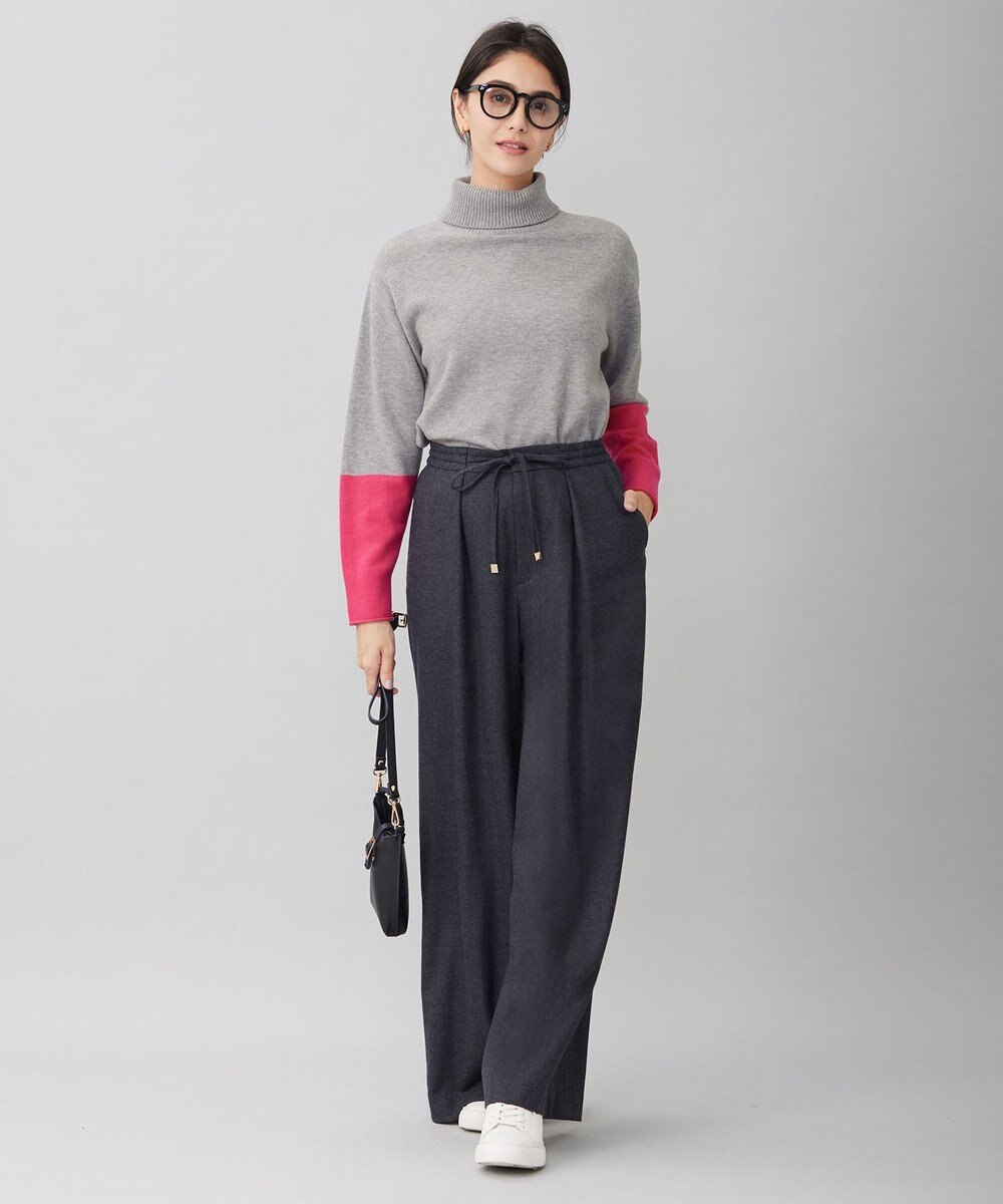 自由区 【洗える】セミウーステッドウールタートルネック ニット 