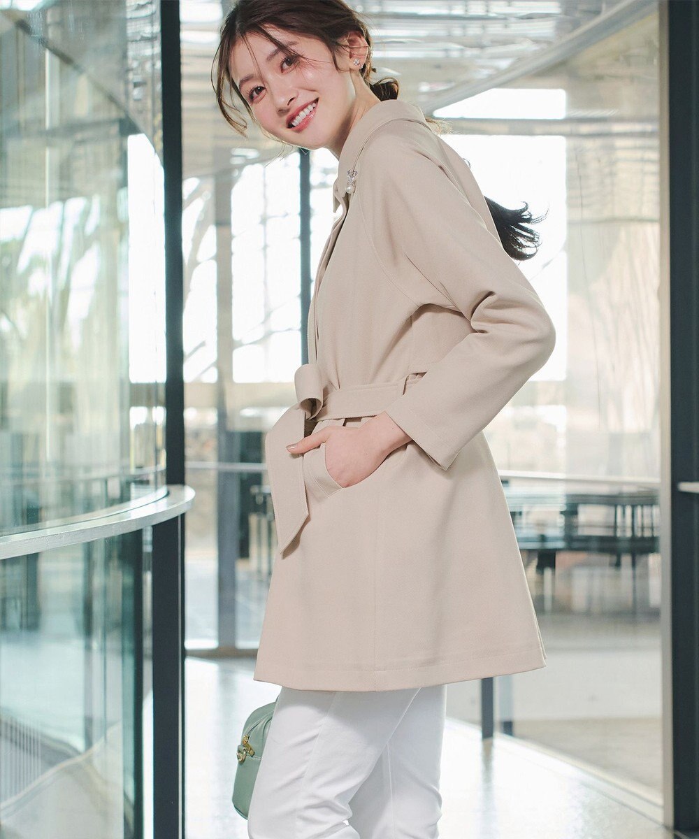 Tiaclasse ステンカラーフレアミドルコート 