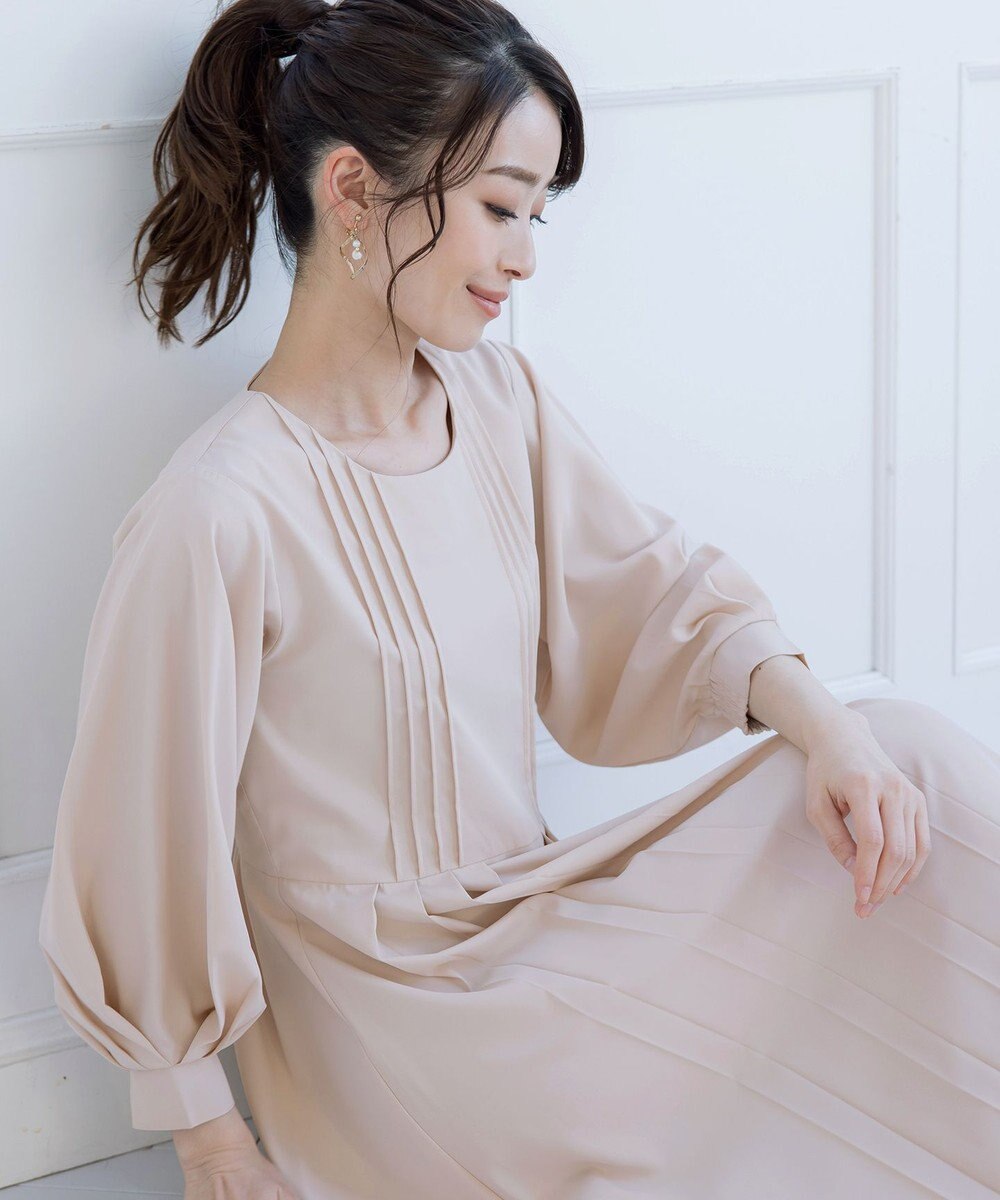 Tiaclasse L 【洗える】シンメトリープリーツワンピース 