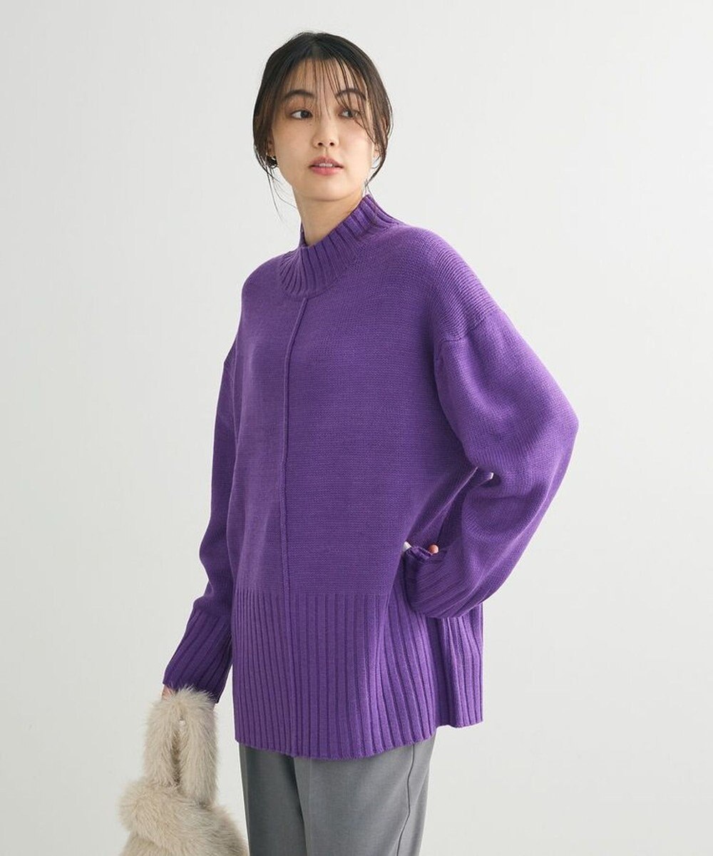 Green Parks 洗えるモックネックニットプルオーバー 