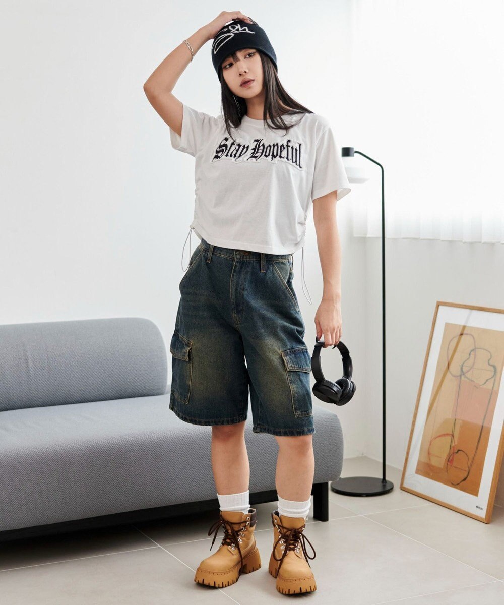 WEGO グラフィックサイドドロストショートT 