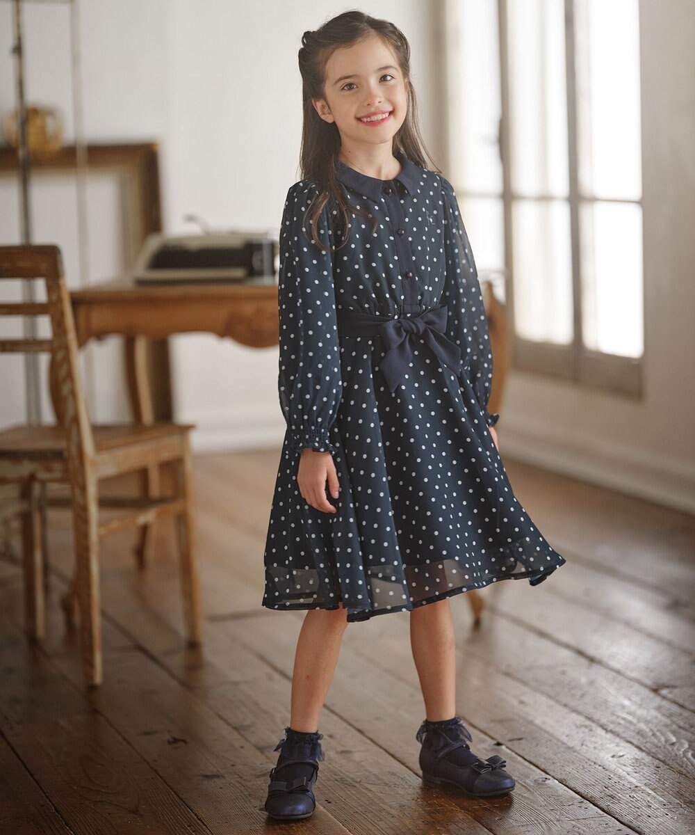 組曲 KIDS 【150-160cm】パリジェンヌドット ワンピース 