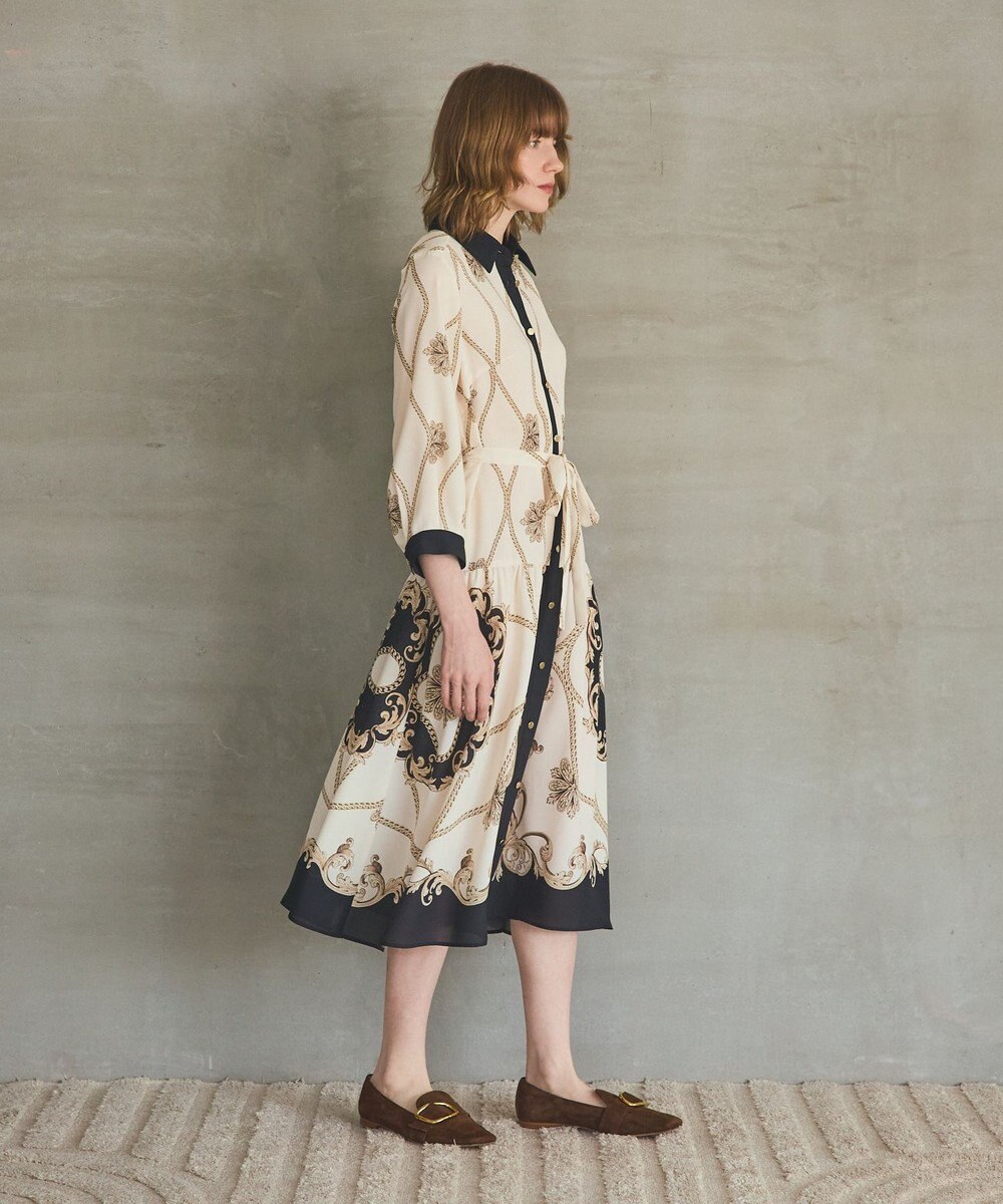 GRACE CONTINENTAL スカーフプリントシャツワンピース 