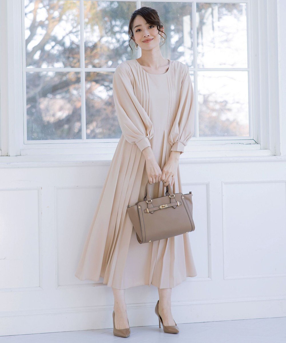 Tiaclasse L 【洗える】シンメトリープリーツワンピース 