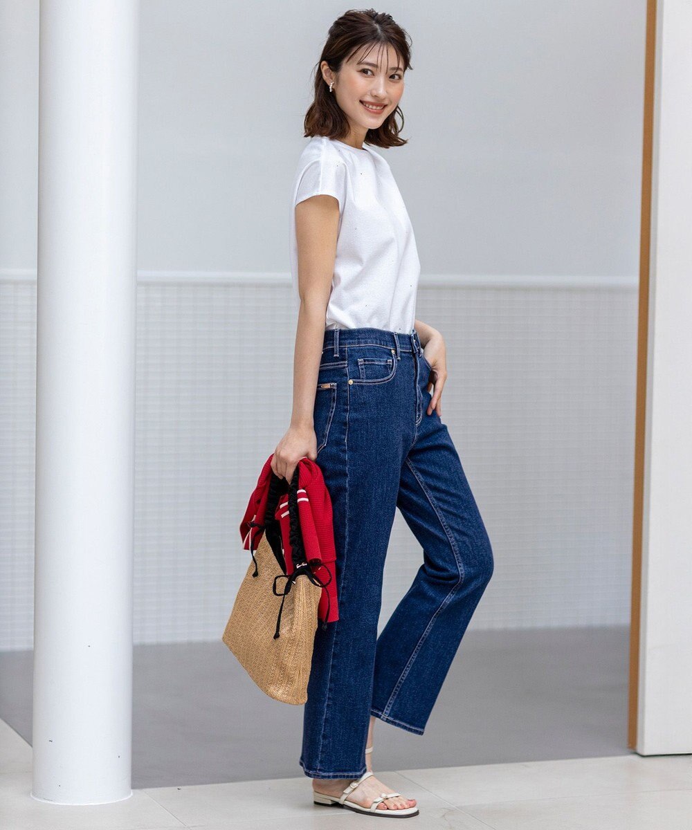 ANY SIS L 【美Denimシリーズ】センタープレスセミフレア デニム 